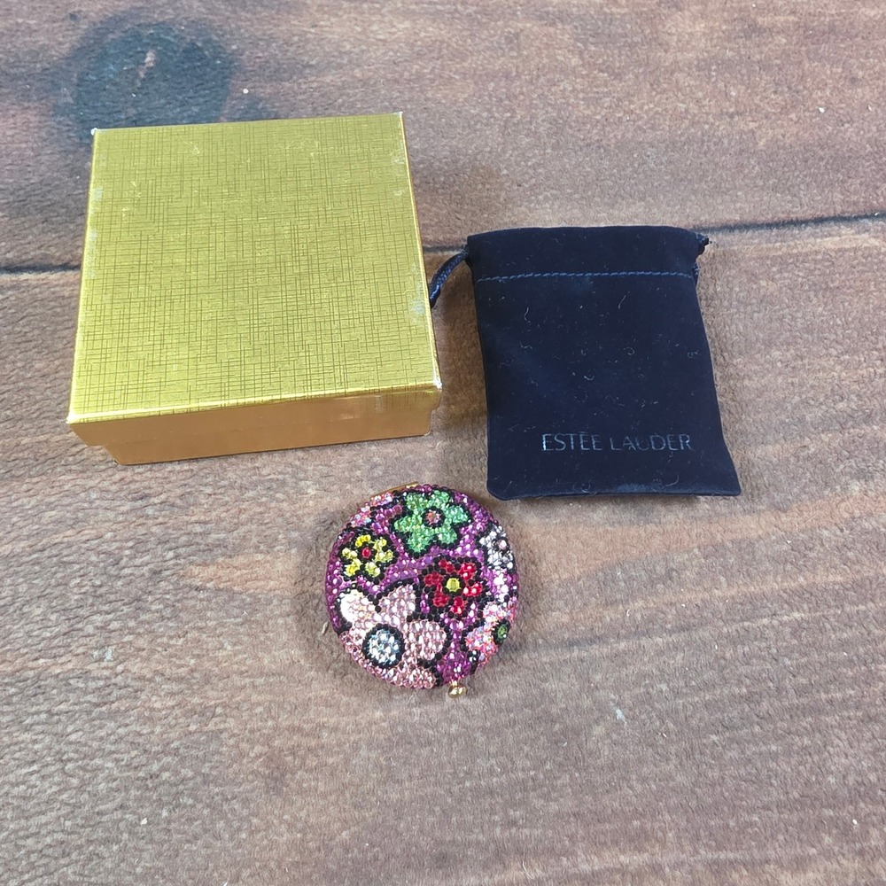 Estee Lauder Powder Compact Womens OS Multicolor Good Floral Crystal Garden